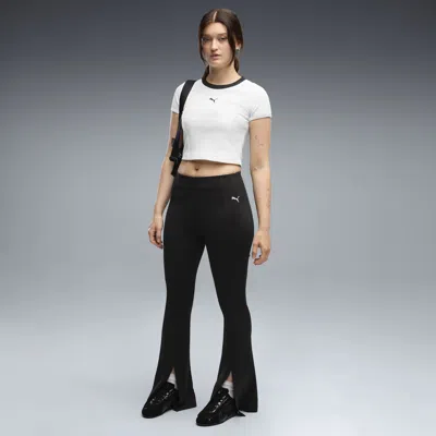 Puma Essentials Women's Flared Pintuck Tights In Black