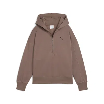Puma Essentials Women's Half-zip Hoodie In Brown