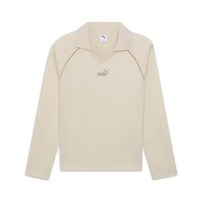 Puma Essentials Women's Long Sleeve Polo Shirt In Neutral