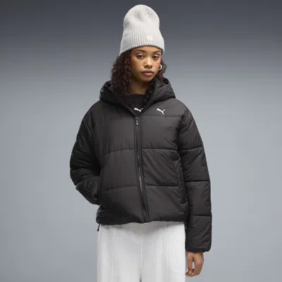Puma Essentials Women's Relaxed Hooded Padded Jacket In Black