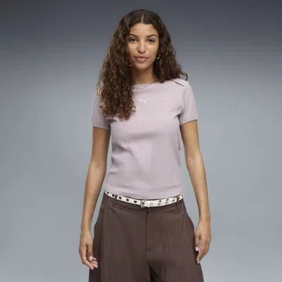 Puma Essentials Women's Ribbed Slim T-shirt In Pink