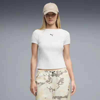 Puma Essentials Women's Ribbed Slim T-shirt In White