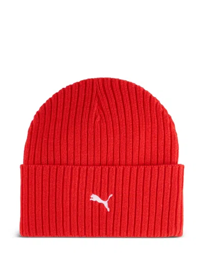 Puma Evercat Fundamental Ribbed-knit Beanie Hat In Red