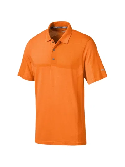 Puma Evoknit Breakers Short-sleeves Polo Shirt In Orange