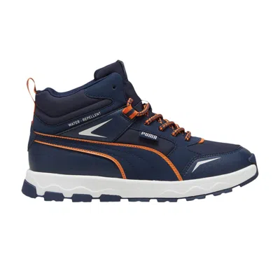 Pre-owned Puma Evolve Trail Big Kid 'club Navy Maple Syrup' | Blue | Kid's Size 4