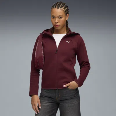 Puma Evostripe Full-zip Hoodie Women In Burgundy