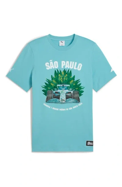 Puma F1 Brazil Cotton Graphic T-shirt In Blue
