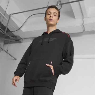 Puma Men's Relaxed-fit F1 Graphic Fleece Hoodie In Black