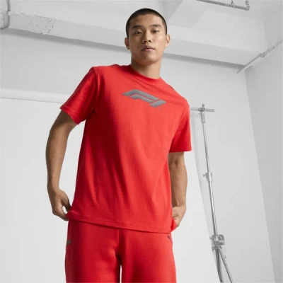 Puma Men's F1 Ess+ Relaxed Fit T-shirt In Pop Red