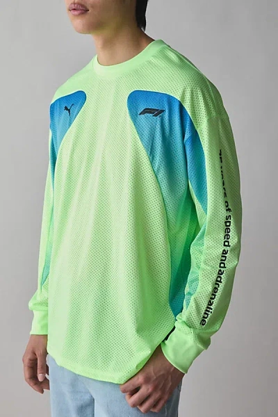 Puma F1 Oversized Racing Long Sleeve Tee In Speed Green, Men's At Urban Outfitters