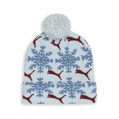 Puma Fair Isle Winter Pom Pom Beanie Hat In Lt Pastel Blue