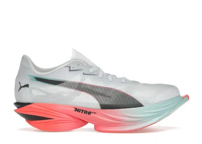 Pre-owned Puma Fastr Nitro Elite 3 Mint (women's) Sneakers In White/glowing Red/mint Melt