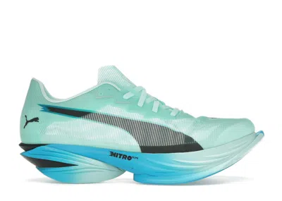 Pre-owned Puma Fastr Nitro Elite 3 (women's) Sneakers In Mint Melt/speed Blue