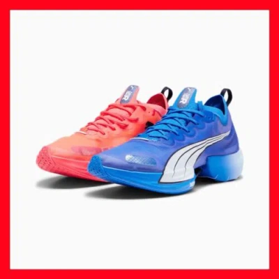 Pre-owned Puma Fastr Nitro Elite Running Blue Red Running Shoes 195336-08 Mens Size 7