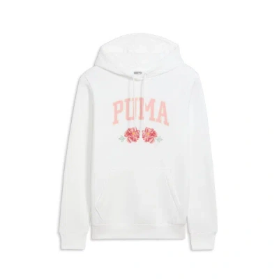 Puma Faux Embroidered Floral Women's Hoodie In White