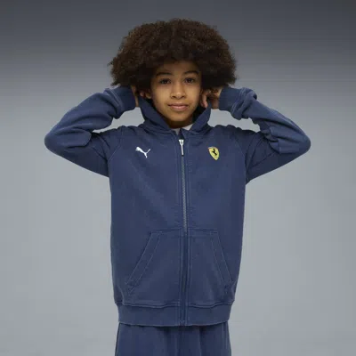 Puma Ferrari Kids Hooded Sweat Jk Youth In Blue