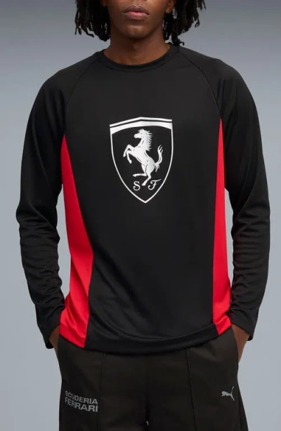 Puma Ferrari Lifestyle Colorblock T-shirt In Black