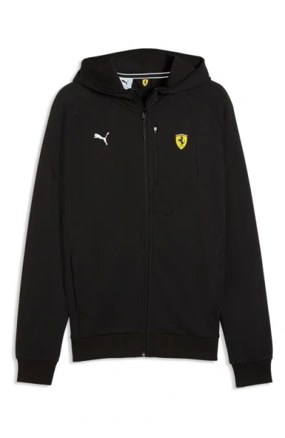 Puma Ferrari Motosport Hooded Zip Front Sweatshirt In Black