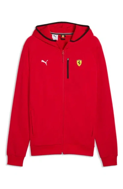 Puma Ferrari Motosport Hooded Zip Front Sweatshirt In Red