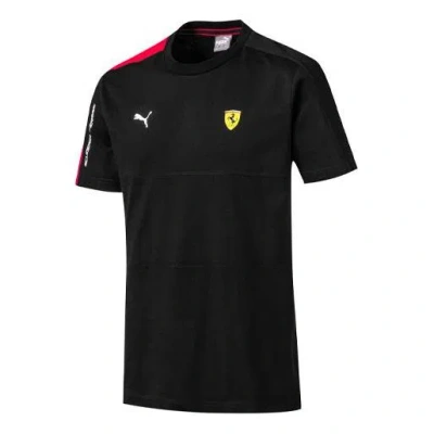 Puma Ferrari Series Athleisure Casual Sports Splicing Round Neck Short Sleeve Black