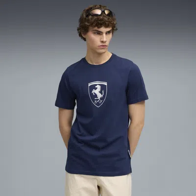 Puma Ferrari Tonal Shield T-shirt Men In Blue