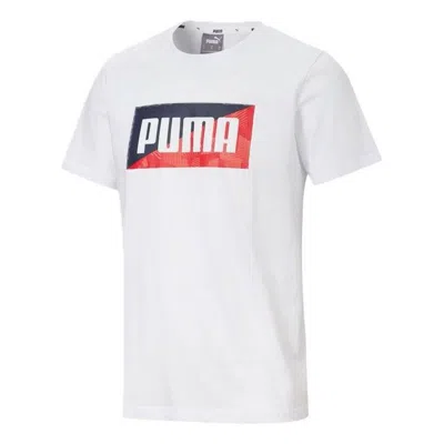 Puma Flock Graphic T-shirt 'white Blue Red'