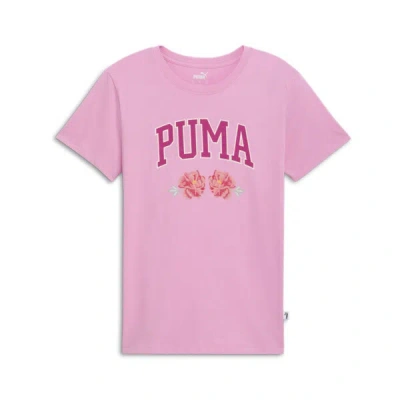 Puma Floral Faux Embroidery Women's T-shirt In Mauved Out