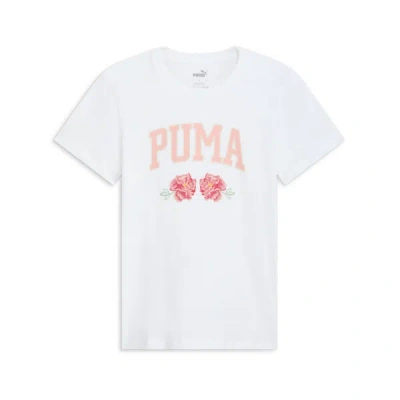 Puma Floral Faux Embroidery Women's T-shirt In White