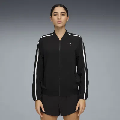 Puma Floral Ribbon Woven Full Zip Women In Black