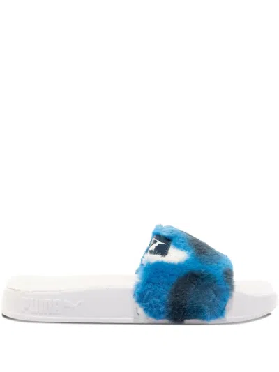 Puma Fluff Tie Dye Sandals In Blue