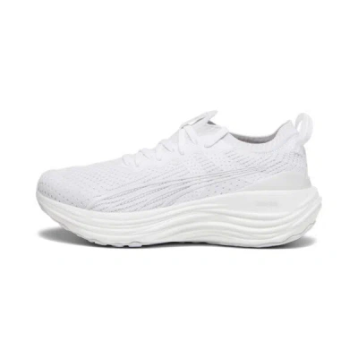 Puma Foreverrun Nitro Knit Sneakers In White In White-feather Gray