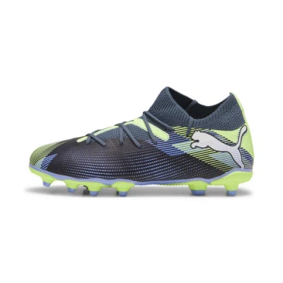 Puma Future 7 Match Firm Ground/artificial Ground Kids' Soccer Cleats Shoes In Gray Skies- White-fizzy Apple