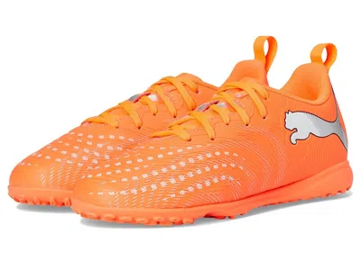 Puma Future 9 Play Turf Training Soccer Cleats (little Kid/big Kid) Kids Shoes Glowing Red/white/black/si In Orange