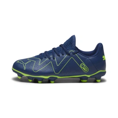 Puma Future Play Firm Ground/artificial Ground Kids' Soccer Cleats Shoes In Persian Blue-pro Green
