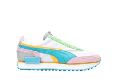 Pre-owned Puma Future Rider Double (women's) Sneakers In White/pink/blue