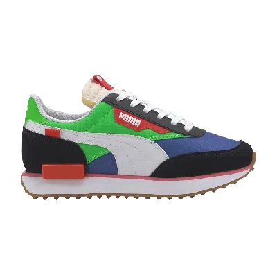 Pre-owned Puma Future Rider Play On Jr 'fluo Green' In Black