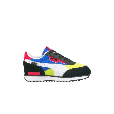 Pre-owned Puma Future Rider Play On Little Kid 'black Ultra Blue'