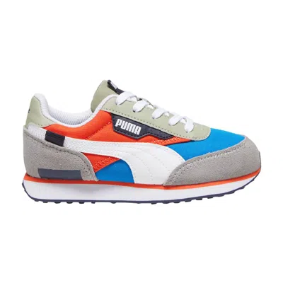 Pre-owned Puma Future Rider Play On Little Kid 'racing Blue Hot Heat' | Kid's Size 2.5