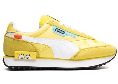Pre-owned Puma Future Rider Spongebob Squarepants Sneakers In Lucent Yellow/ White