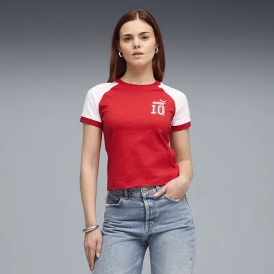Puma Future Archive Slim Colorblock Cotton T-shirt In Red