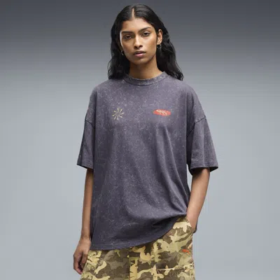 Puma Future..archive Women's Washed Oversized Graphic T-shirt In Gray