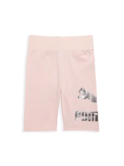 Puma Kids' Girl's Classics Logo Biker Shorts In Chalk Pink