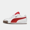 Puma Little Girls' Roma Casual Sneakers From Finish Line In  White/for All Time Red/ Silver