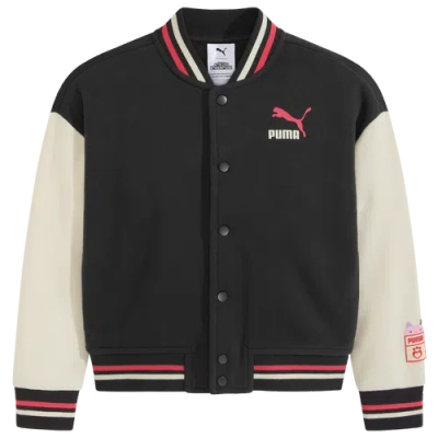 Puma Kids' Girls   X Gabby's Dollhouse Varsity Jacket In Iron Grey/red