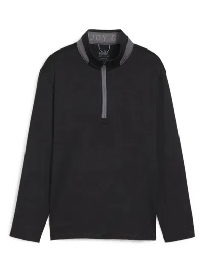 Puma Golf Jacket Kids Boys Black Quarter Zip Long Sleeve Pullover Red468