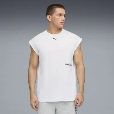 Puma Graphic Cutoff Tank Top Men In White