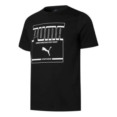 Puma Graphic Logo Printing Round Neck Sports Short Sleeve Black