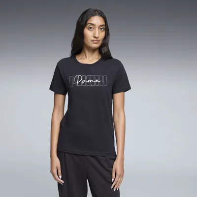 Puma Graphic Logo T-shirt Women In Black