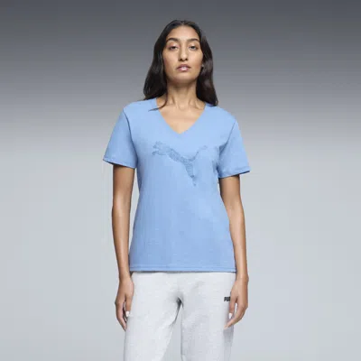 Puma Graphic Pebble V-neck T-shirt Women In Blue
