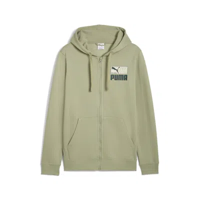 Puma Graphic Repeat Fz Hoodie Men In Green